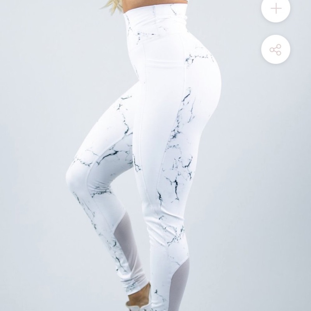 BuffBunny Onyx Legging, White Marble, XL